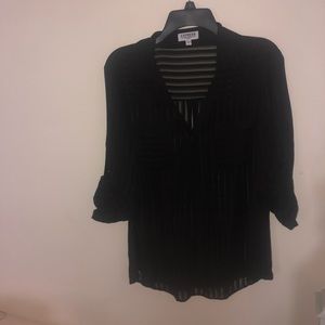 Sheer striped button up top